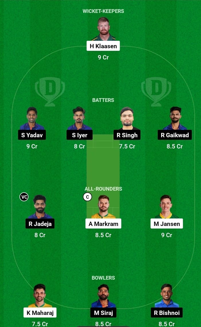 IND Vs SA Dream11 1st Rank Dream11 Team Selection Today Match