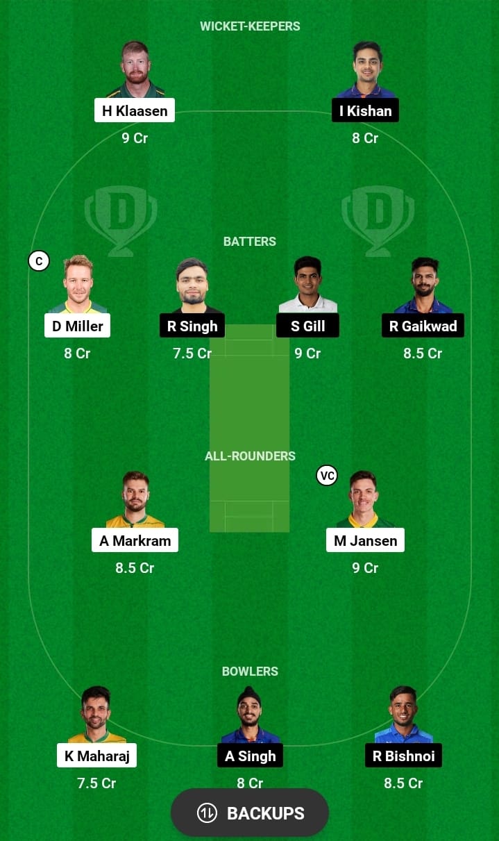 IND vs SA dream11 team captain vice captain list