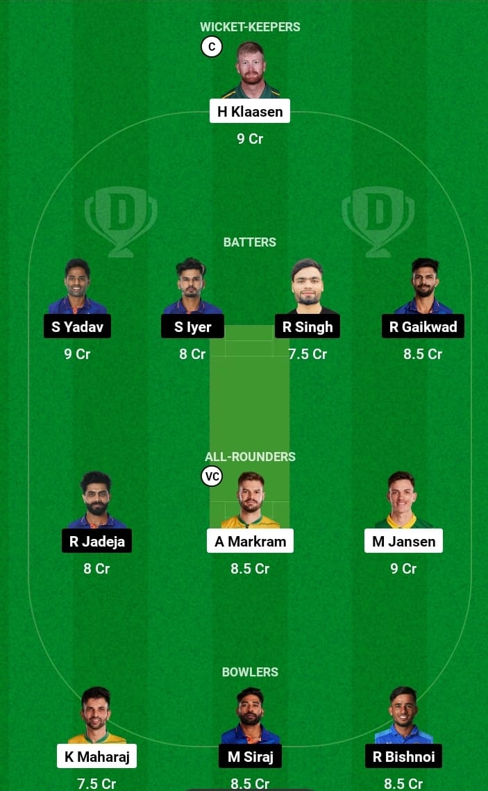 India vs South Africa first rank dream11 team