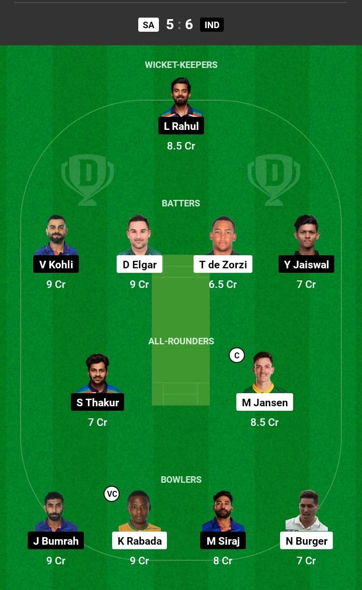 IND vs SA 2nd Test Match Today Dream11 Prediction