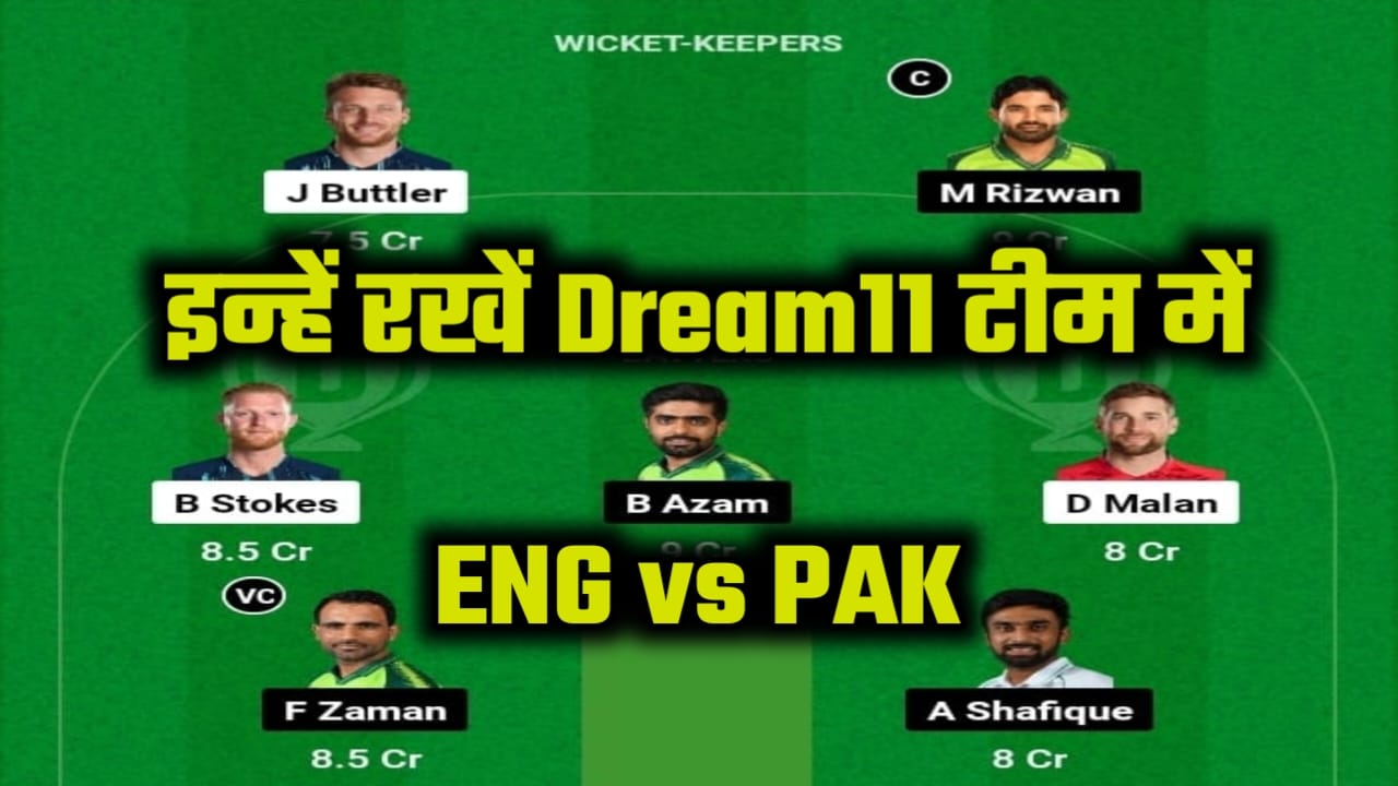 ENG VS PAK World Cup Match Winning Dream11 Prediction:इंग्लैंड- पाकिस्तानमैच के लिए ये है आज का सबसे बेस्ट Dream11 टीम,अब्दुल्ला सफीक या फखर ज़मान में से किन्हे बनाएं Dream11 के कप्तान