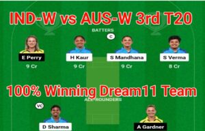 IND-W vs AUS-W 3rd Dream11 Captain And Vice Captain